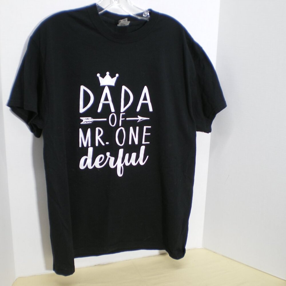 Dada of Mr. One derful, Black Tee Shirt, for Baby Boy's First Birthday, Size L